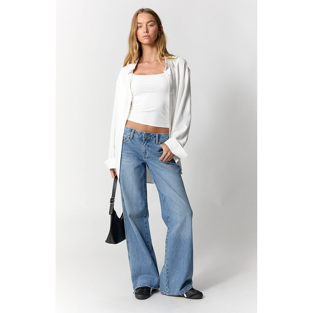 PacSun Casey Low Rise Baggy Jeans Astrid Light Wash Blue Wide Leg 100% Cotton